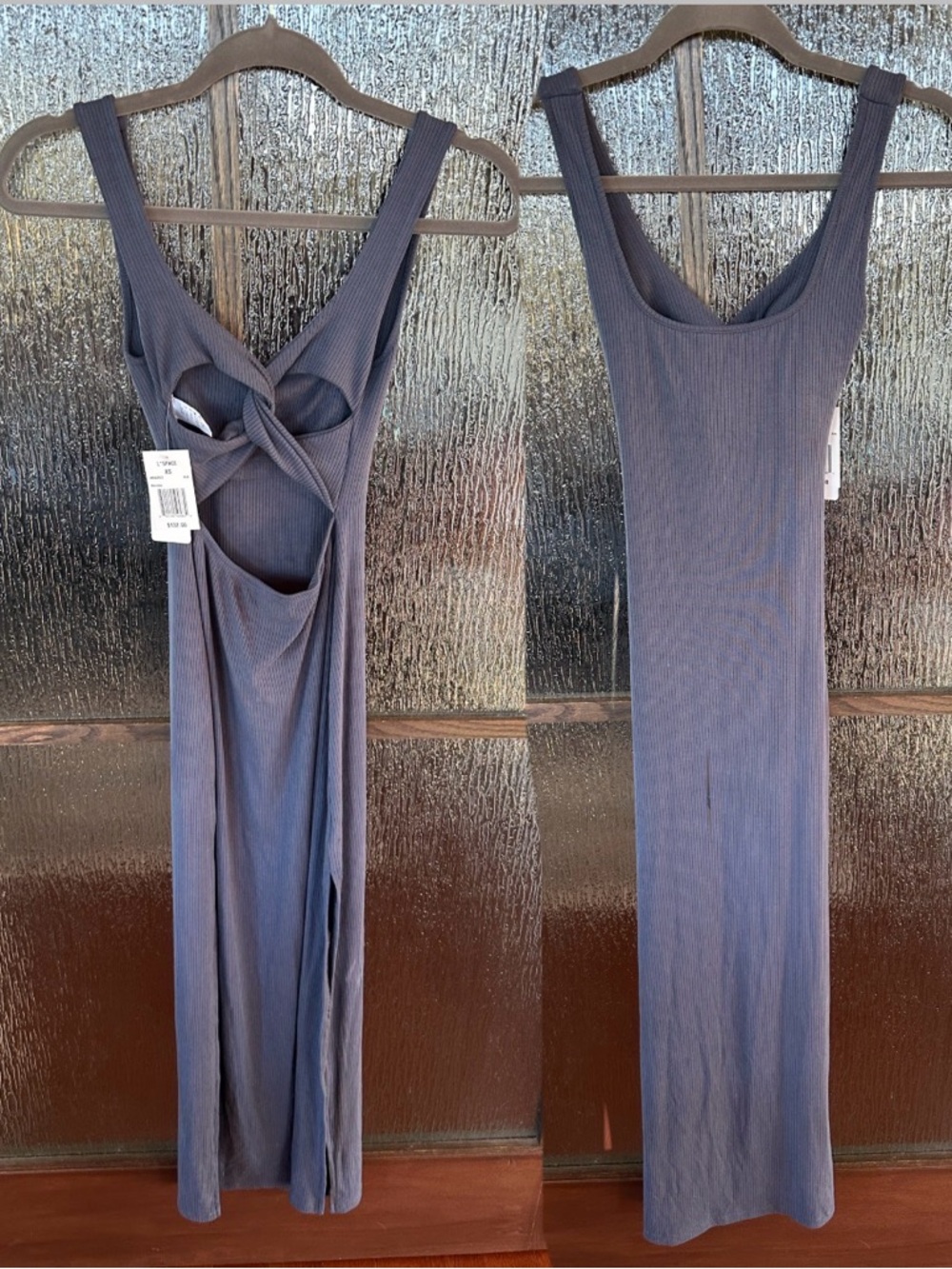 l*space Ribbed Scoop-Neck Maxi Dress - Slate Blue size XS NWT
